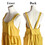 TOPTIE Kitchen Pinafore Apron, Cotton Linen Christmas Apron Dress for Women with Two Pockets Yellow