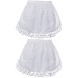 TOPTIE 2 PCS Cotton Waist Aprons with Two Pockets, Christmas Women's Lace Half Aprons for Cooking