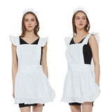TOPTIE 2 PCS Maid Aprons with Headbands for Women, Cotton Retro White Aprons Halloween Costume