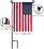 MUKA Garden Flag Stand Pole Holder with Garden Flag Stopper and Anti-Wind Clip 34" H x 15" W for Premium Metal Wrought Iron Powder Coated Weather-Proof Painting Steel