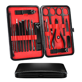 Manicure Set 18 in 1 Professional Nail Clipper Kit Stainless Steel Beauty Grooming Tools Black for Face Hand Feet