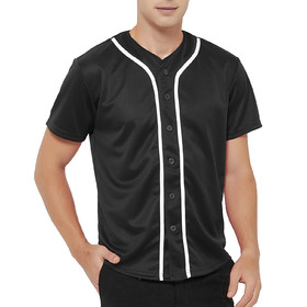 TOPTIE Men's Baseball Jersey Plain Button Down Shirts Team Sports Uniforms