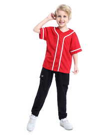 TOPTIE Boys Baseball Jersey, Kids Button Down Jersey T-Shirt Softball