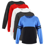 TOPTIE 5 Pack Women's Pom Pom Jersey Youth Game Day Jersey Long Sleeve T-Shirts