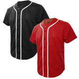 TOPTIE 2 Pack Men's Baseball Jersey Button Down Jersey Short Sleeve Shirt