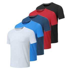 TOPTIE 5 Pack Men's Dry Fit Athletic Shirt, Short Sleeve Sport T Shirts