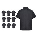 10 Pcs TOPTIE Nylon Barber Jacket Men's Short-Sleeve with Pockets Black Salon Work Shirt