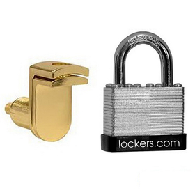 Salsbury Industries 11125 Key Padlock - with Gold Finish Hasp - for Solid Oak Executive Wood Locker Door- with (2) Keys