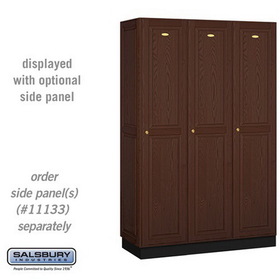 Salsbury Industries 16" Wide Single Tier Solid Oak Executive Wood Locker - 3 Wide - 6 Feet High - 18 Inches Deep