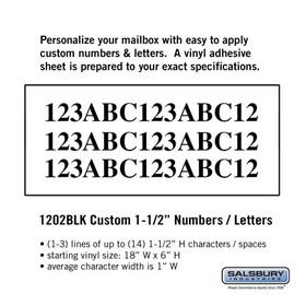 Salsbury Industries 1202BLK Custom Numbers / Letters - Horizontal - Black Vinyl - 1.5 Inches High