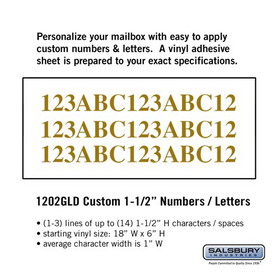 Salsbury Industries 1202GLD Custom Numbers / Letters - Horizontal - Gold Vinyl - 1.5 Inches High