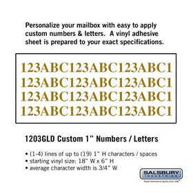 Salsbury Industries 1203GLD Custom Numbers / Letters - Horizontal - Gold Vinyl - 1 Inch High