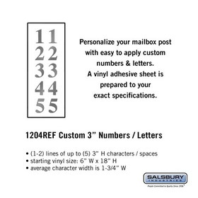 Salsbury Industries 1204REF Custom Numbers / Letters - Vertical - Reflective Vinyl - 3 Inches High