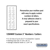 Salsbury Industries 1204WHT Custom Numbers / Letters - Vertical - White Vinyl - 3 Inches High