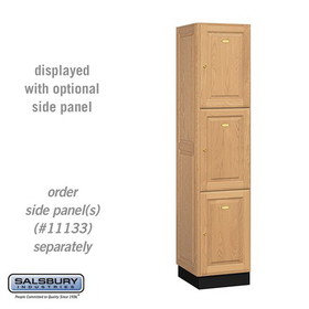 Salsbury Industries 16" Wide Triple Tier Solid Oak Executive Wood Locker - 1 Wide - 6 Feet High - 18 Inches Deep