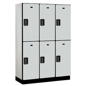 Salsbury 18" Wide Double Tier Designer Wood Locker - 3 Wide - 6 Feet High - 18 Inches Deep - Electronic Locks