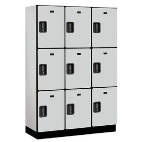 Salsbury 18" Wide Triple Tier Designer Wood Locker - 3 Wide - 6 Feet High - 18 Inches Deep - Electronic Locks