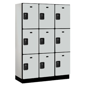 Salsbury 18" Wide Triple Tier Designer Wood Locker - 3 Wide - 6 Feet High - 18 Inches Deep - Resettable Combination Locks