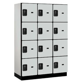 Salsbury 18" Wide Four Tier Designer Wood Locker - 3 Wide - 6 Feet High - 21 Inches Deep - Resettable Combination Locks
