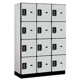 Salsbury 18" Wide Four Tier Designer Wood Locker - 3 Wide - 6 Feet High - 18 Inches Deep - Electronic Locks
