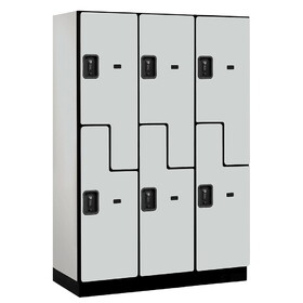 Salsbury 18" Wide Double Tier 'S' Style Designer Wood Locker - 3 Wide - 6 Feet High - 21 Inches Deep - Resettable Combination Locks
