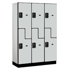 Salsbury 18" Wide Double Tier 'S' Style Designer Wood Locker - 3 Wide - 6 Feet High - 18 Inches Deep - Resettable Combination Locks