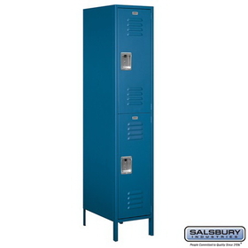 Salsbury Industries 18" Wide Double Tier Standard Metal Locker - 1 Wide - 6 Feet High - 21 Inches Deep