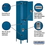 Salsbury Industries 18-52168BL-U 18" Wide Double Tier Standard Metal Locker - 1 Wide - 6 Feet High - 18 Inches Deep - Blue - Unassembled