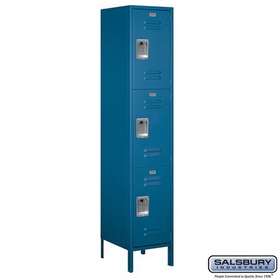 Salsbury Industries 18" Wide Triple Tier Standard Metal Locker - 1 Wide - 6 Feet High - 18 Inches Deep