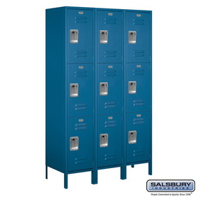 Salsbury Industries 18" Wide Triple Tier Standard Metal Locker - 3 Wide - 6 Feet High - 18 Inches Deep