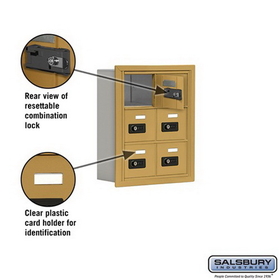 Salsbury Industries 19035-06GRC Cell Phone Storage Locker - 3 Door High Unit (5 Inch Deep Compartments) - 6 A Doors - Gold - Recessed Mounted - Resettable Combination Locks