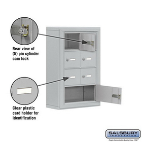 Salsbury Industries 19045-07ASK Cell Phone Storage Locker - 4 Door High Unit (5 Inch Deep Compartments) - 6 A Doors and 1 B Door - Aluminum - Surface Mounted - Master Keyed Locks