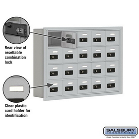 Salsbury Industries 19045-20ARC Cell Phone Storage Locker - 4 Door High Unit (5 Inch Deep Compartments) - 20 A Doors - Aluminum - Recessed Mounted - Resettable Combination Locks