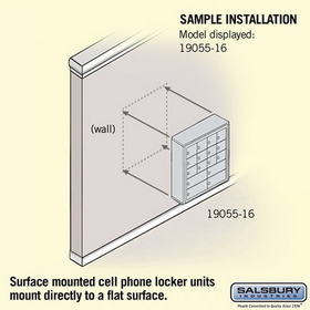 Salsbury Industries 19055-16SSK Cell Phone Storage Locker - 5 Door High Unit (5 Inch Deep Compartments) - 12 A Doors and 4 B Doors - Sandstone - Surface Mounted - Master Keyed Locks