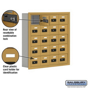 Salsbury Industries 19055-20GRC Cell Phone Storage Locker - 5 Door High Unit (5 Inch Deep Compartments) - 20 A Doors - Gold - Recessed Mounted - Resettable Combination Locks