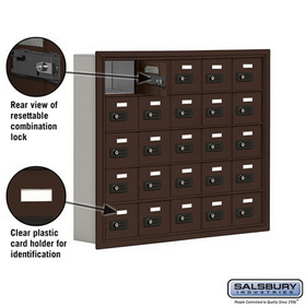 Salsbury Industries 19055-25ZRC Cell Phone Storage Locker - 5 Door High Unit (5 Inch Deep Compartments) - 25 A Doors - Bronze - Recessed Mounted - Resettable Combination Locks