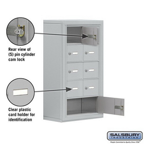 Salsbury Industries 19058-09ASK Cell Phone Storage Locker - 5 Door High Unit (8 Inch Deep Compartments) - 8 A Doors and 1 B Door - Aluminum - Surface Mounted - Master Keyed Locks
