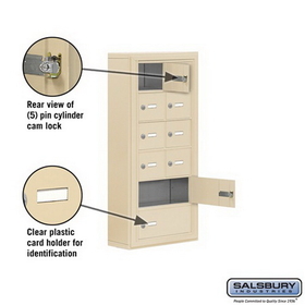 Salsbury Industries 19065-10SSK Cell Phone Storage Locker - 6 Door High Unit (5 Inch Deep Compartments) - 8 A Doors and 2 B Doors - Sandstone - Surface Mounted - Master Keyed Locks