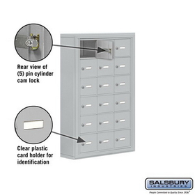 Salsbury Industries 19065-18ASK Cell Phone Storage Locker - 6 Door High Unit (5 Inch Deep Compartments) - 18 A Doors - Aluminum - Surface Mounted - Master Keyed Locks