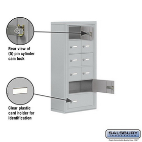 Salsbury Industries 19068-10ASK Cell Phone Storage Locker - 6 Door High Unit (8 Inch Deep Compartments) - 8 A Doors and 2 B Doors - Aluminum - Surface Mounted - Master Keyed Locks