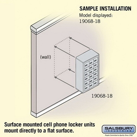 Salsbury Industries 19068-18ASC Cell Phone Storage Locker - 6 Door High Unit (8 Inch Deep Compartments) - 18 A Doors - Aluminum - Surface Mounted - Resettable Combination Locks