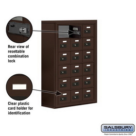 Salsbury Industries 19068-18ZSC Cell Phone Storage Locker - 6 Door High Unit (8 Inch Deep Compartments) - 18 A Doors - Bronze - Surface Mounted - Resettable Combination Locks