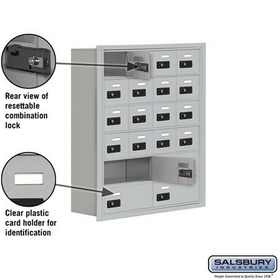 Salsbury Industries 19068-20ARC Cell Phone Storage Locker - 6 Door High Unit (8 Inch Deep Compartments) - 16 A Doors and 4 B Doors - Aluminum - Recessed Mounted - Resettable Combination Locks