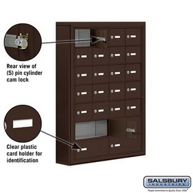 Salsbury Industries 19075-24ZSK Cell Phone Storage Locker - 7 Door High Unit (5 Inch Deep Compartments) - 20 A Doors and 4 B Doors - Bronze - Surface Mounted - Master Keyed Locks