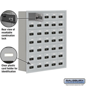 Salsbury Industries 19078-35ARC Cell Phone Storage Locker - 7 Door High Unit (8 Inch Deep Compartments) - 35 A Doors - Aluminum - Recessed Mounted - Resettable Combination Locks