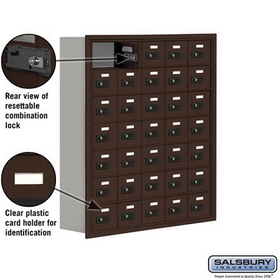 Salsbury Industries 19078-35ZRC Cell Phone Storage Locker - 7 Door High Unit (8 Inch Deep Compartments) - 35 A Doors - Bronze - Recessed Mounted - Resettable Combination Locks