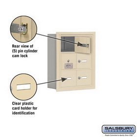 Salsbury Industries 19135-06SRK Cell Phone Storage Locker-with Front Access Panel-3 Door High Unit (5 Inch Deep Compartments)-6 A Doors (5 usable)-Sandstone-Recessed Mounted-Master Keyed Locks