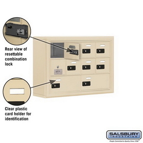 Salsbury Industries 19135-10SSC Cell Phone Storage Locker-with Front Access Panel-3 Door High Unit (5in Deep Compartments)-8 A Doors (7 usable) and 2 B Doors-Sandstone-Surface Mounted