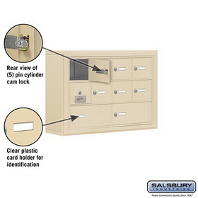 Salsbury Industries 19135-10SSK Cell Phone Storage Locker-3 Door High Unit(5 Inch Deep Compartments)-8 A Doors(7 usable)and 2 B Doors-Sandstone-Surface Mounted-Master Keyed Locks
