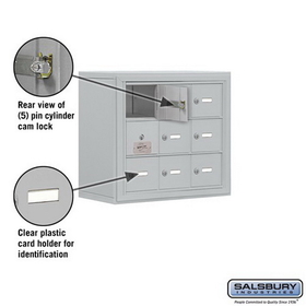 Salsbury Industries 19138-09ASK Cell Phone Storage Locker-with Front Access Panel-3 Door High Unit (8 Inch Deep Compartments)-9 A Doors (8 usable)-Aluminum-Surface Mounted-Master Keyed Locks